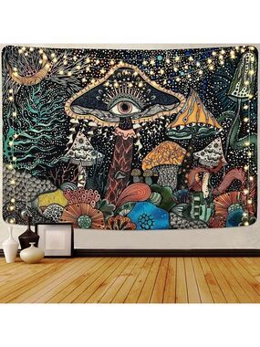PSYCHEDELIC Forest Mushroom Tapestry Abstract Wall Living Room Bedroom Dorm NWT